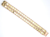 73957 - Retro French Gold 2-Row Tank Style Flexible Link Bracelet