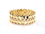 73957 - Retro French Gold 2-Row Tank Style Flexible Link Bracelet