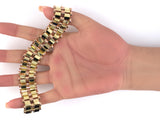 73957 - Retro French Gold 2-Row Tank Style Flexible Link Bracelet