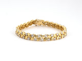 73959 - Gold Diamond 2-Tone Alternating Zig-Zag Leaf Bracelet