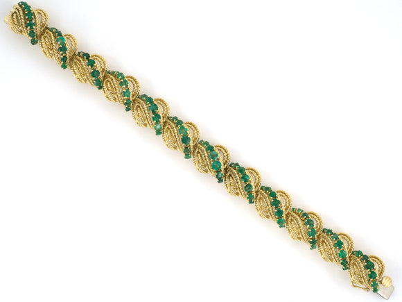 73960 - Gold Emerald Twisted Rope Domed Bracelet