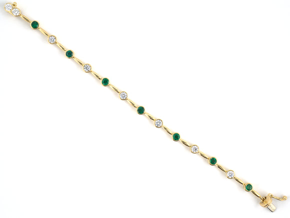73961 - Barnett Robinson Gold Diamond Emerald Tube Set Straight Line Bracelet