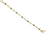 73961 - Barnett Robinson Gold Diamond Emerald Tube Set Straight Line Bracelet