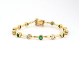 73961 - Barnett Robinson Gold Diamond Emerald Tube Set Straight Line Bracelet