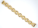 73963 - Circa 1950 Italy Gold Hollow Alternating Round & Corrugated Link Bracelet