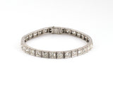 73965 - Art Deco Platinum Diamond Millgrain Chased Block Bracelet