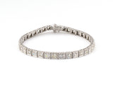 73966 - Art Deco Platinum Diamond Millgrain Straight Line Block Bracelet