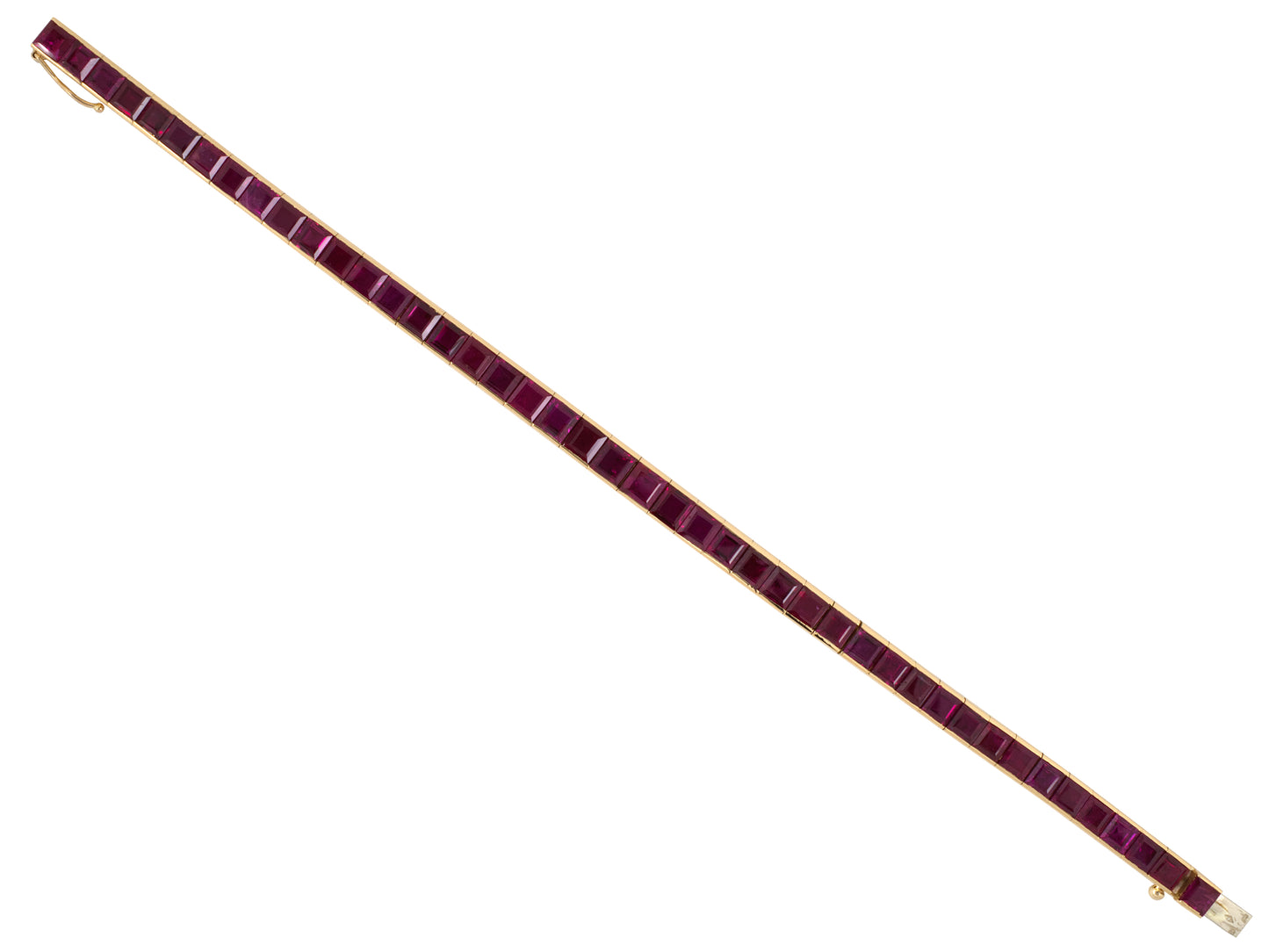 73976 - Van Cleef & Arpels France Gold Burma Ruby Tapered Straight Line Bracelet