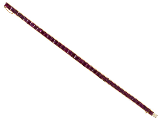 73976 - Van Cleef & Arpels France Gold Burma Ruby Tapered Straight Line Bracelet