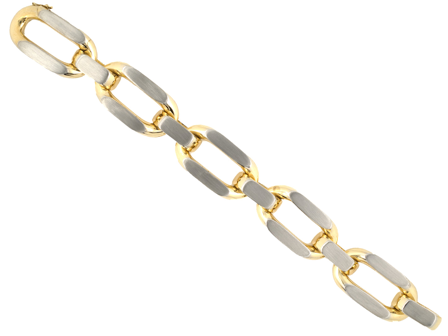73977 - Circa 1960s Bulgari Italy Gold Oval Link Faceted Top Bracelet