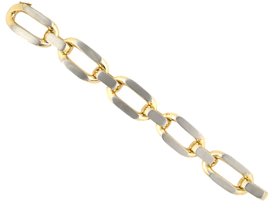 73977 - Circa 1960s Bulgari Italy Gold Oval Link Faceted Top Bracelet