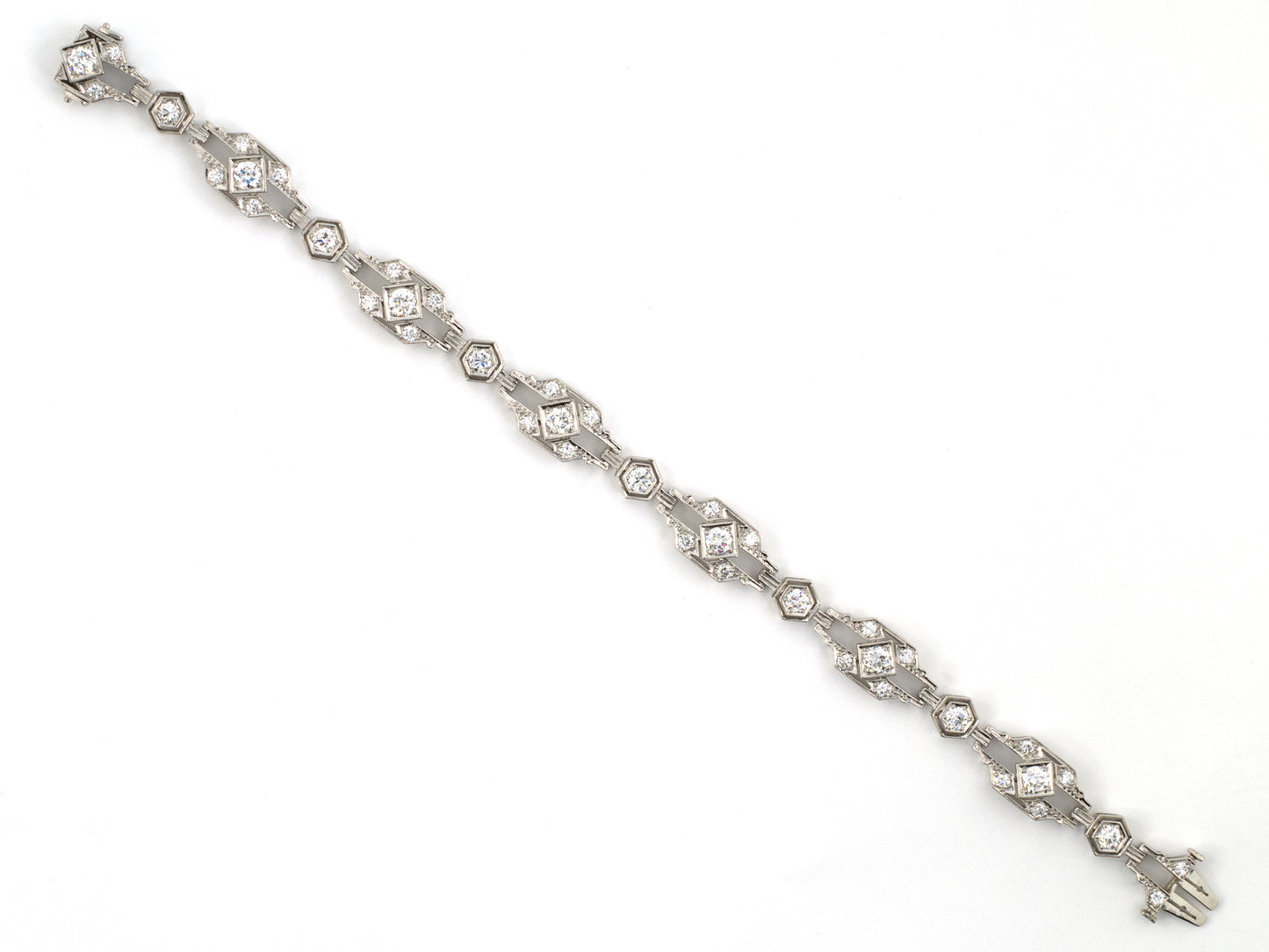73982 - Art Deco C.D. Peacock Platinum Diamond Geometric Bracelet