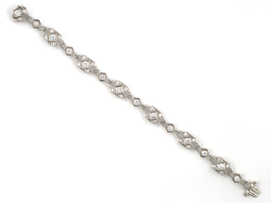 73982 - Art Deco C.D. Peacock Platinum Diamond Geometric Bracelet