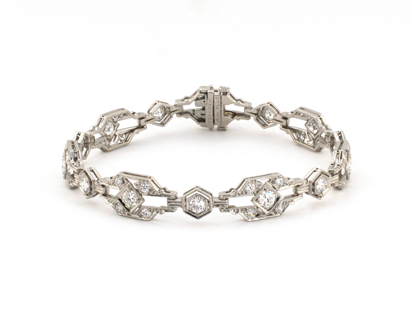 73982 - Art Deco C.D. Peacock Platinum Diamond Geometric Bracelet