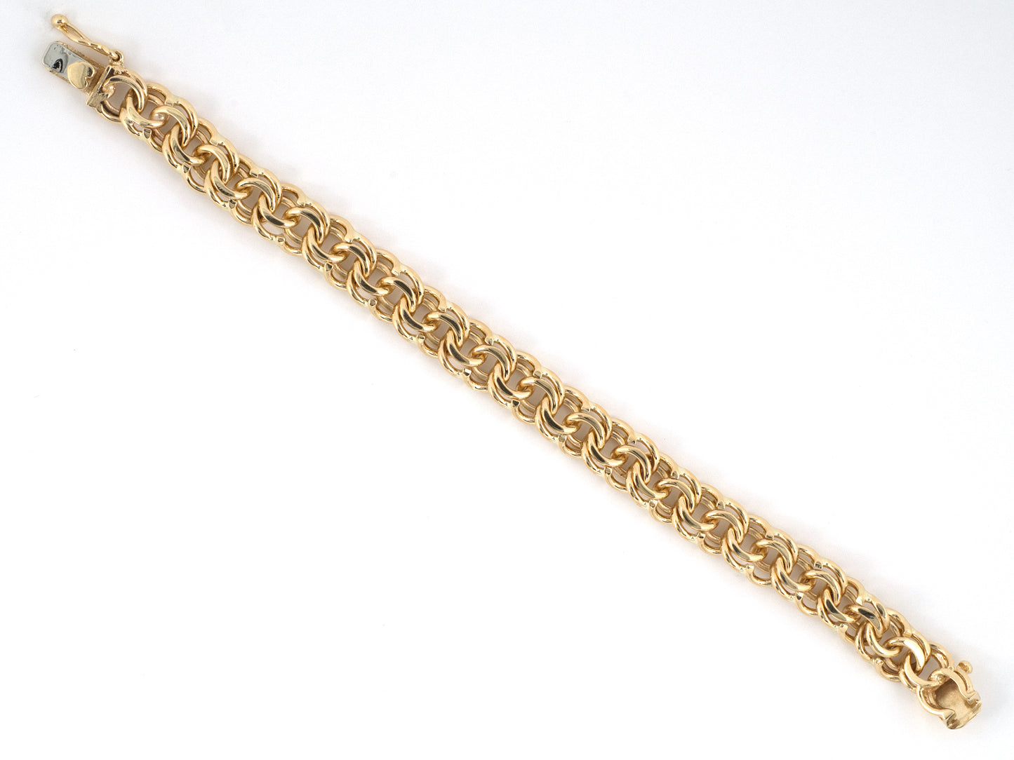73985 - Circa 1950-60s Gold Spiral Design Curb Link Bracelet