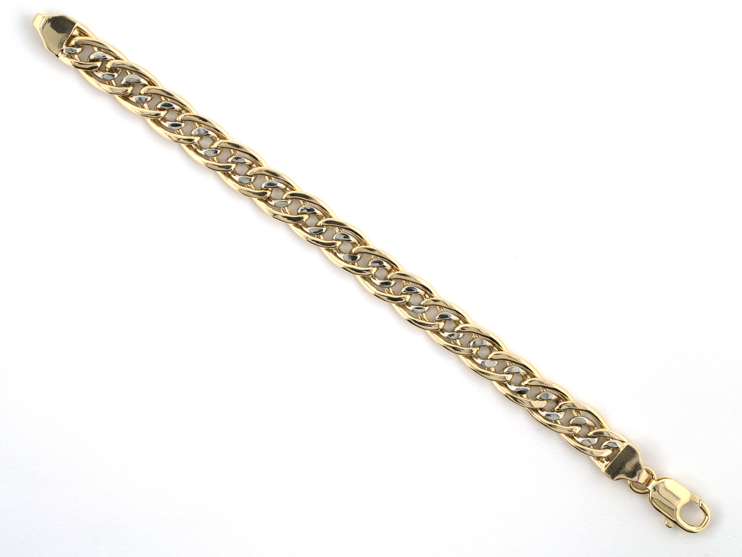 73996 - Gold Flat Oval Curb Link Hollow Bracelet