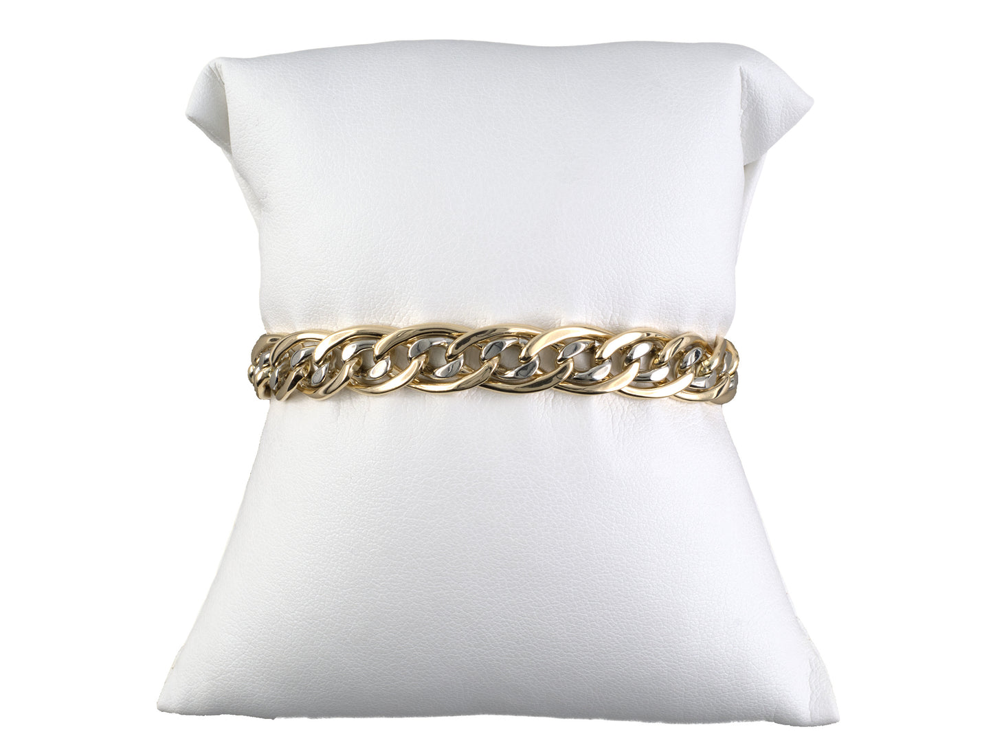 73996 - Gold Flat Oval Curb Link Hollow Bracelet