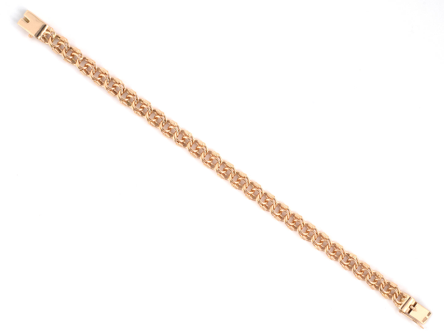 74001 - Retro Circa 1940s Gold Handmade Wire Wrapped Curb Link Bracelet