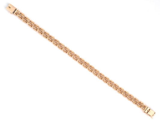 74001 - Retro Circa 1940s Gold Handmade Wire Wrapped Curb Link Bracelet