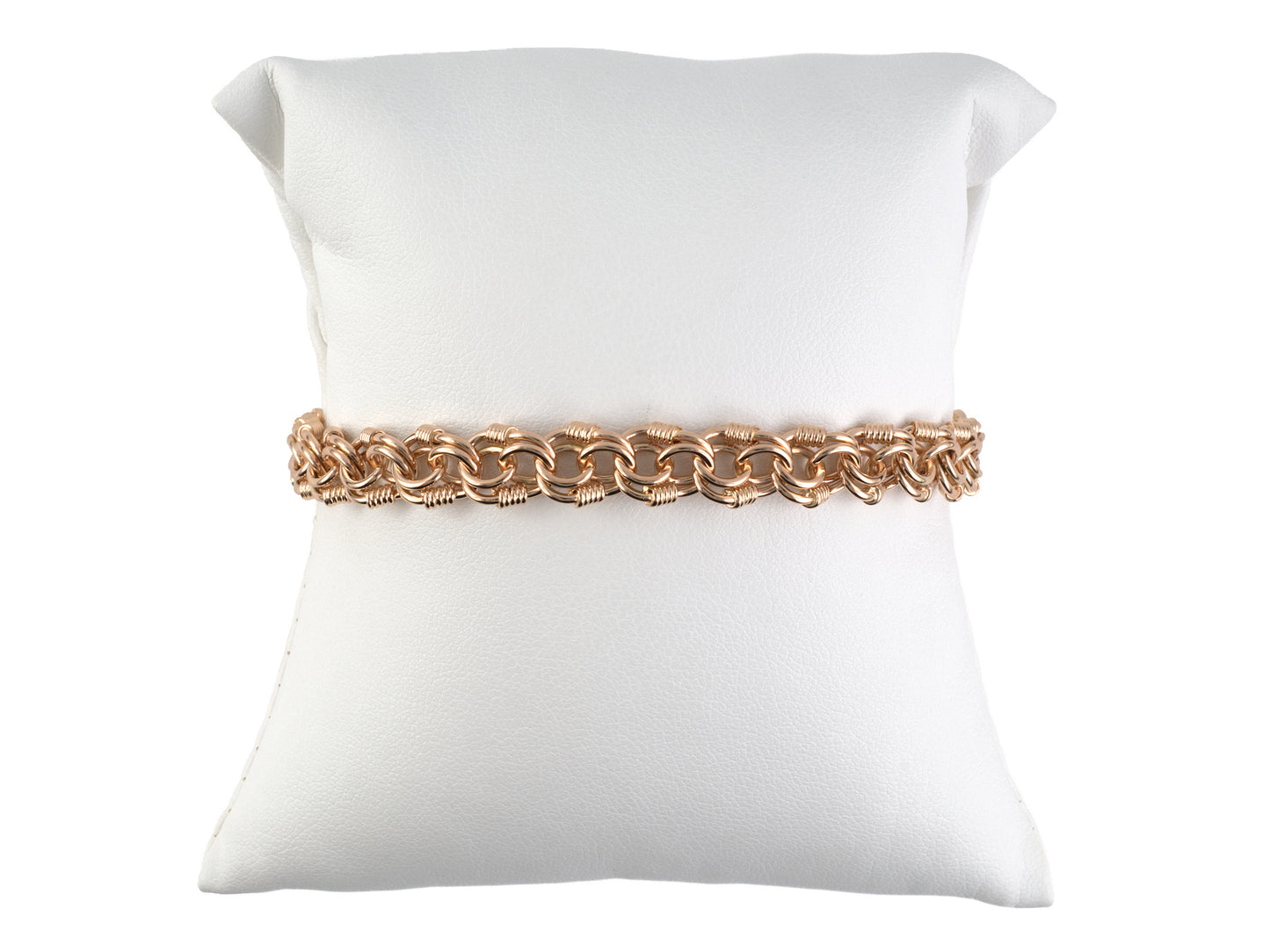 74001 - Retro Circa 1940s Gold Handmade Wire Wrapped Curb Link Bracelet