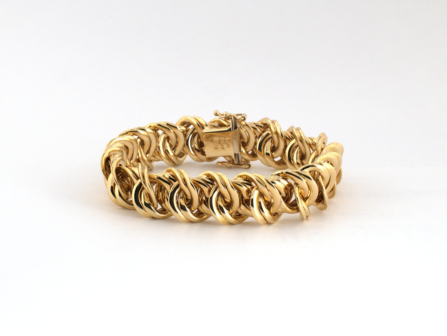 74003 - Italy Gold Hollow Double Spiral Link Bracelet