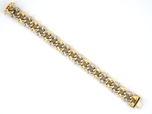 74011 - Circa 1950s Tiffany Germany Gold Hollow Curb Link Bracelet