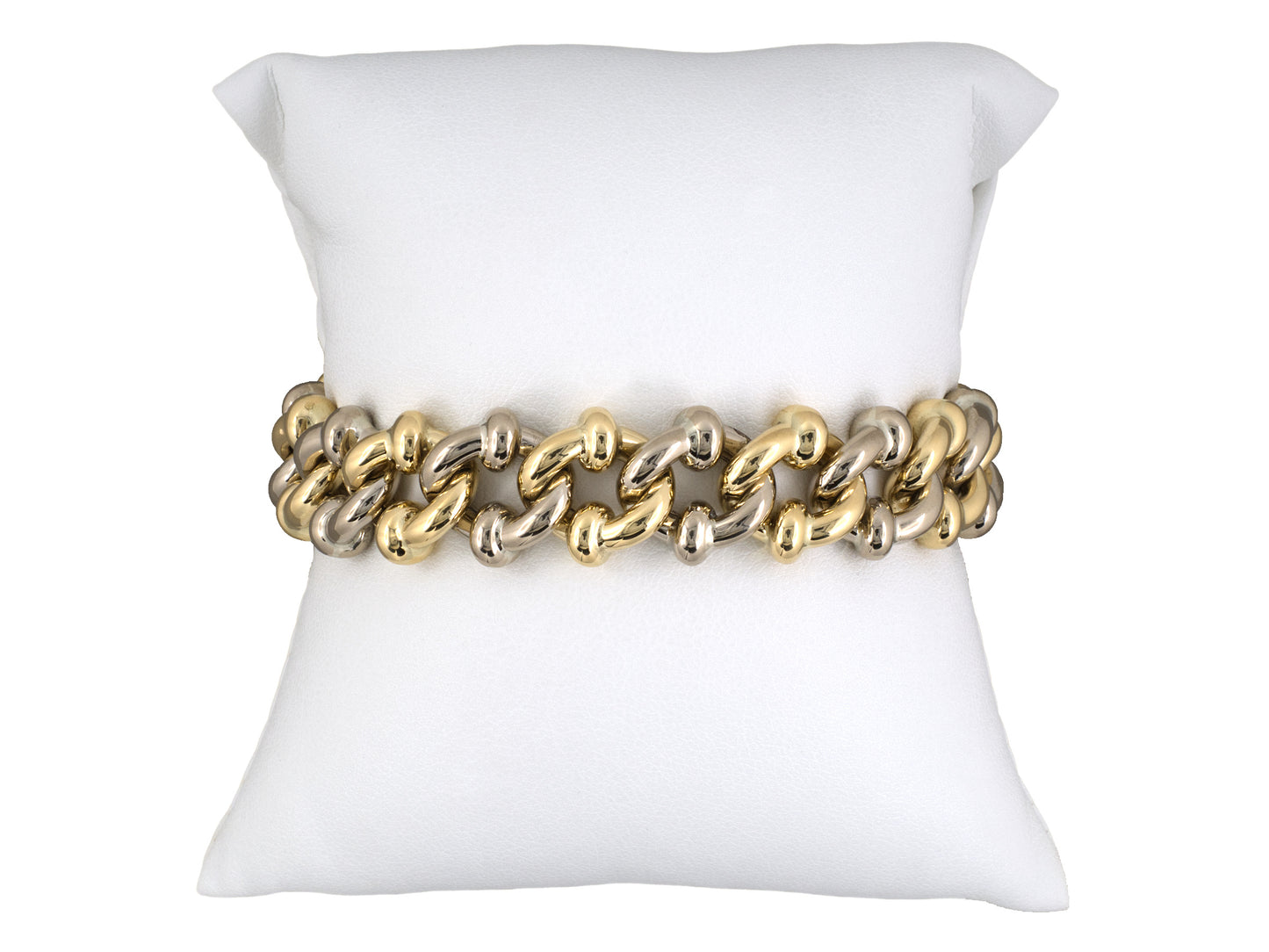74011 - Circa 1950s Tiffany Germany Gold Hollow Curb Link Bracelet