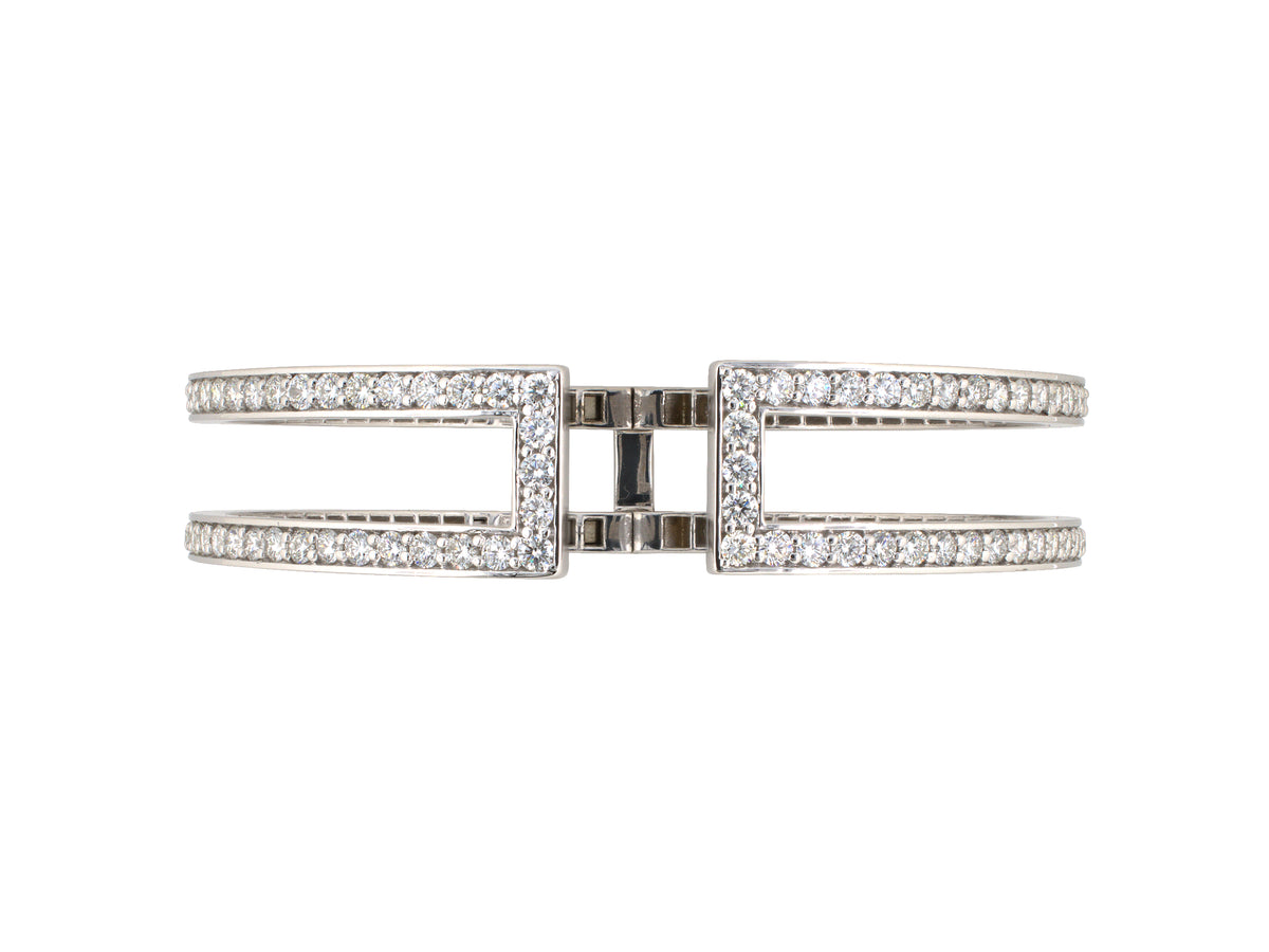 74018 - Paul Morelli Philadelphia Gold Diamond 2-Row Bangle Bracelet