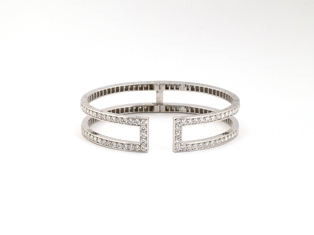 74018 - Paul Morelli Philadelphia Gold Diamond 2-Row Bangle Bracelet