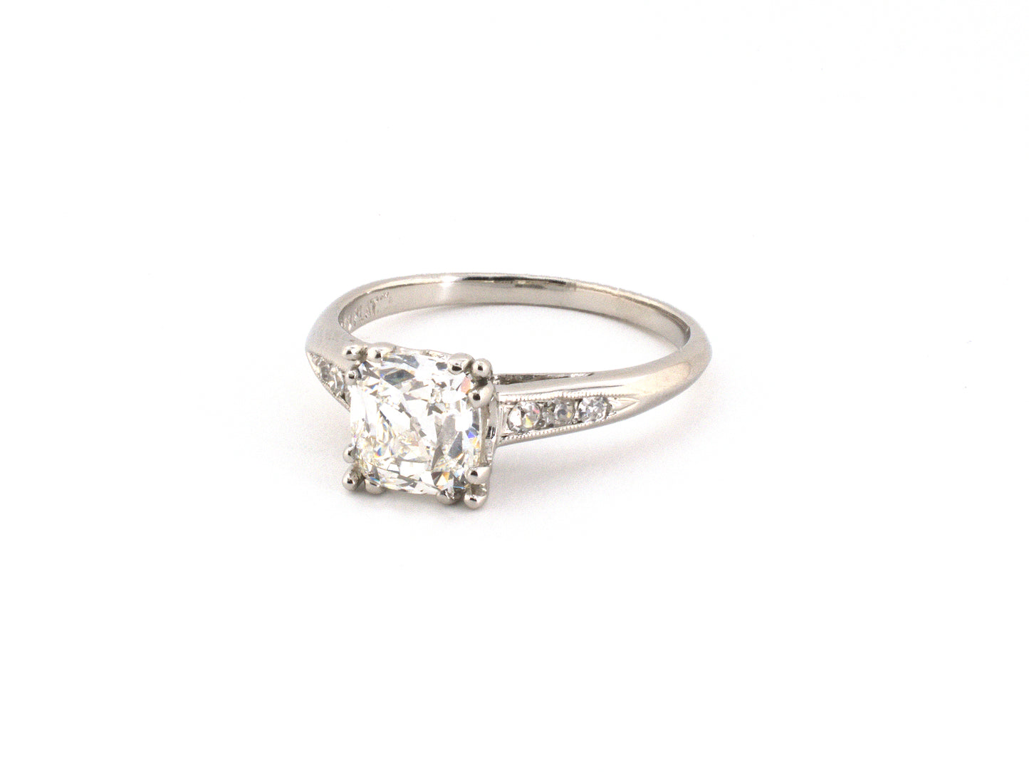 900025 - Circa 1950 Katz & Ogush Certified Platinum GIA Diamond Engagement Ring