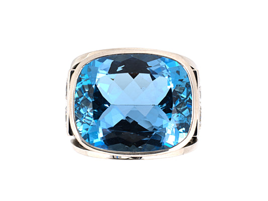 900622 - Circa 2005 De Vroomen Platinum Aqua Diamond Ring
