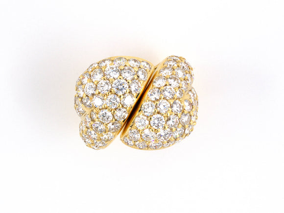 900769 - SOLD - Gold Diamond Swirl By Pass Ring