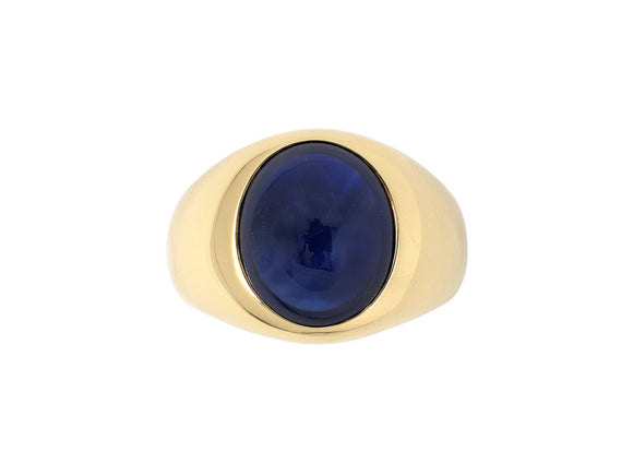 900804 - SOLD - Verdura Gold Cabochon AGL Sapphire Gents Gypsy Ring