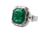 900858 - Circa 1965 Platinum AGL Colombian Emerald Diamond Ring