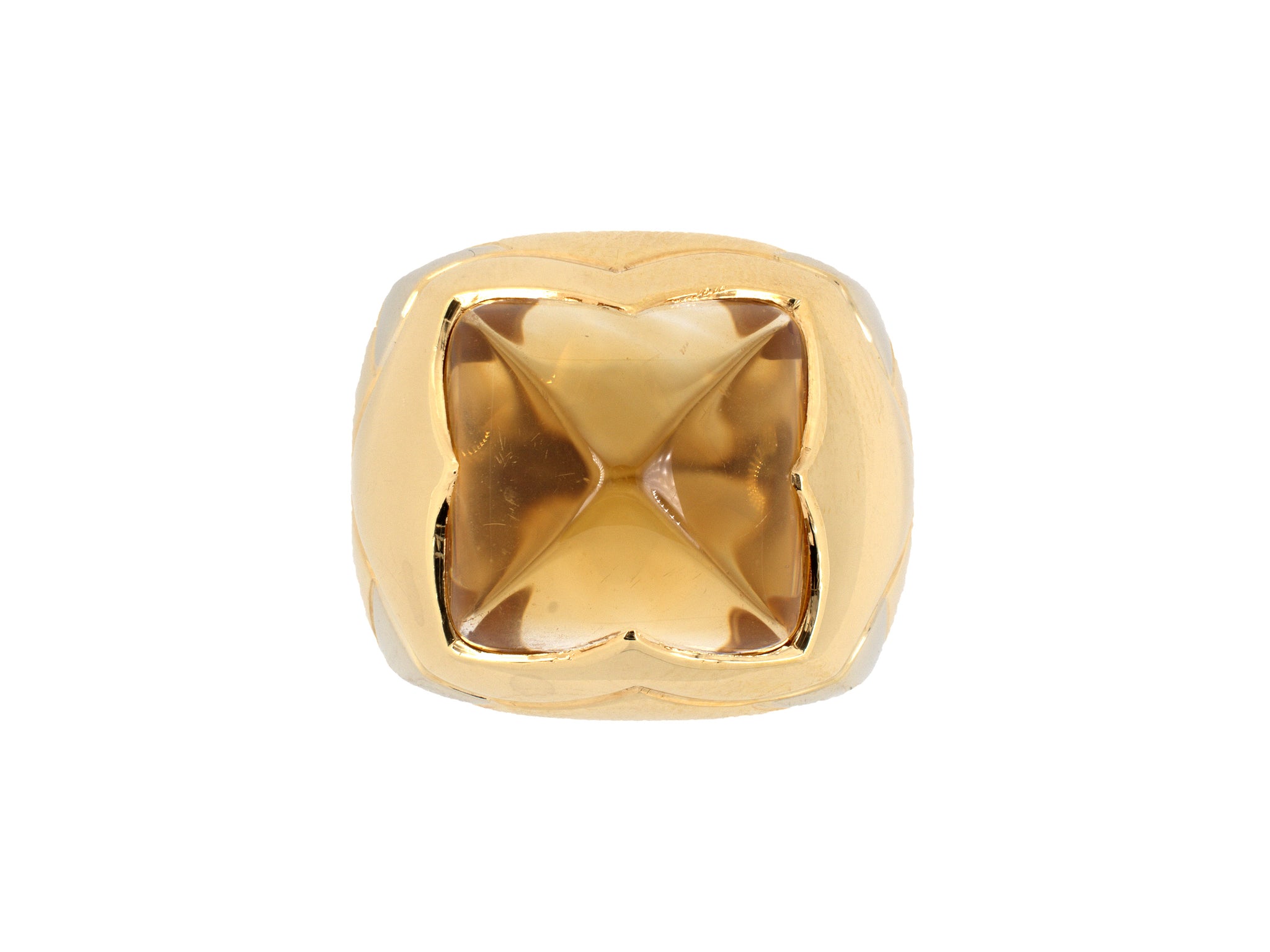901089 Bulgari Piramide Gold Citrine Puzzle Ring – Durland Co