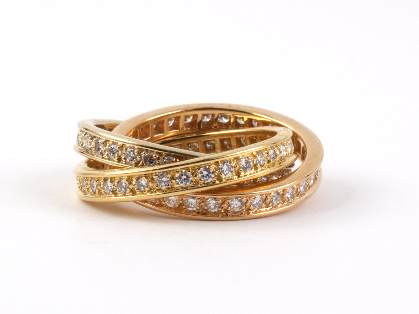 901231 - SOLD - Cartier French Gold Diamond Trinity Rolling Eternity Ring