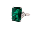 901240 - Cerro Platinum AGL Colombian Emerald GIA Diamond Engagement Ring