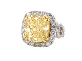 901374 - Gold GIA Cushion Fancy Yellow Diamond Cluster Ring