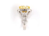 901374 - SOLD - Gold GIA Cushion Fancy Yellow Diamond Cluster Ring