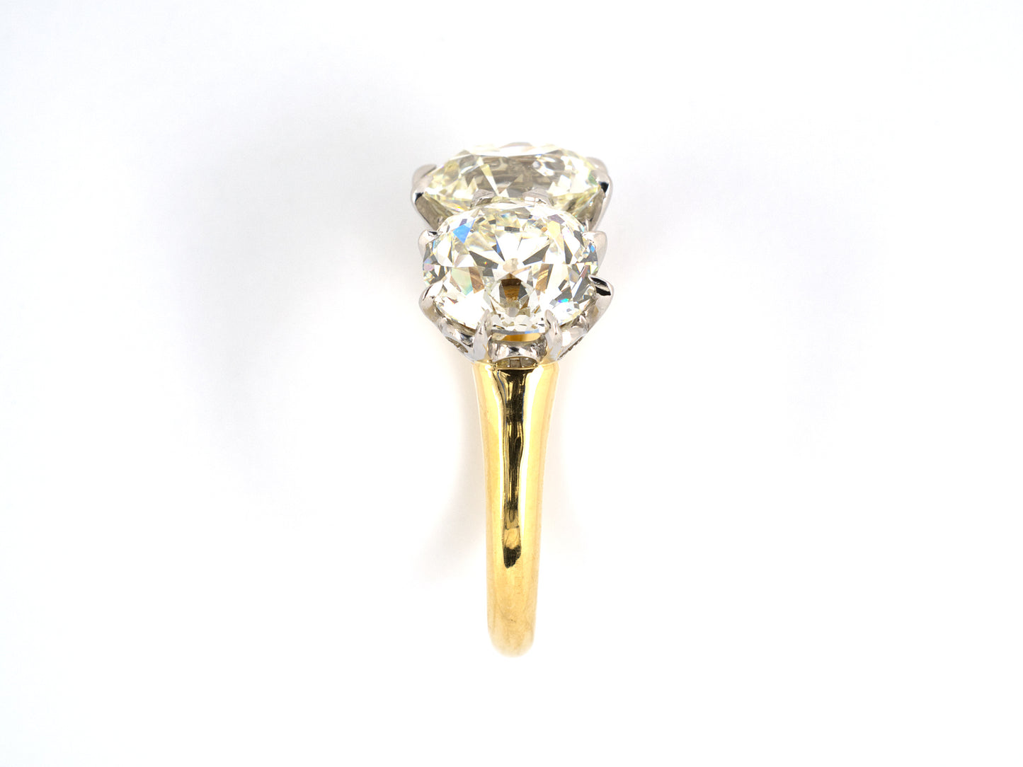 901403 - SOLD - Platinum & Gold GIA Diamond Filigree 3-Stone Ring