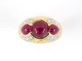 901545 - Gold Ruby Diamond 3 Stone Ring