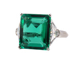 901644 - Cerro Platinum AGL Emerald GIA Diamond 3-stone Ring