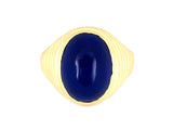 901681 - Gumps Gold Lapis Oval Corrugated Gents Ring