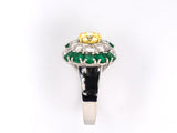 901702 - SOLD - Winston Platinum GIA Yellow Diamond Emerald Ring