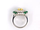 901702 - SOLD - Winston Platinum GIA Yellow Diamond Emerald Ring