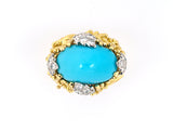 901704 - SOLD - Circa 1965 Webb Gold Platinum Turquoise Diamond Ring