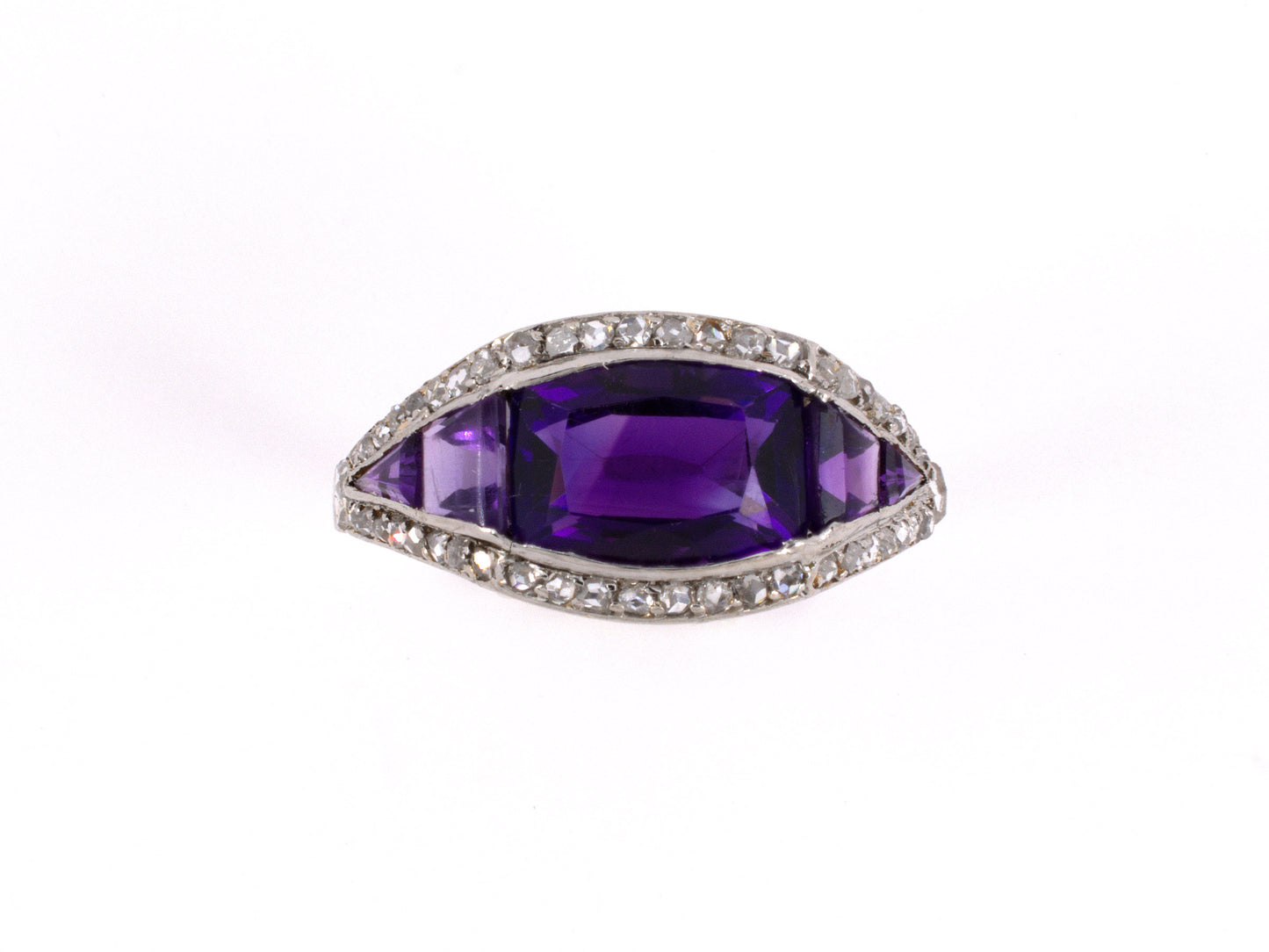 901743 - SOLD - Art Deco Platinum Amethyst Rose Cut Diamond Ring
