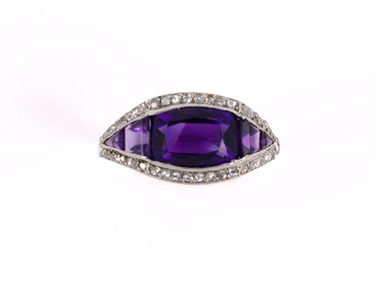 901743 - SOLD - Art Deco Platinum Amethyst Rose Cut Diamond Ring
