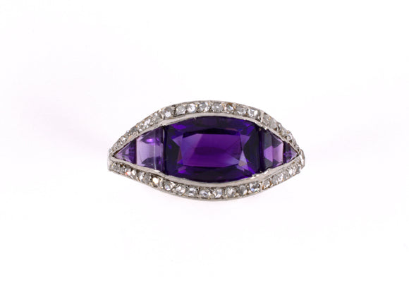 901743 - Art Deco Platinum Amethyst Rose Cut Diamond Ring