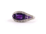 901743 - Art Deco Platinum Amethyst Rose Cut Diamond Ring